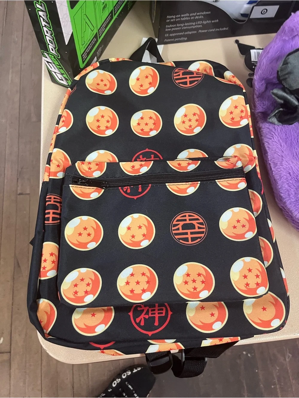Dragon Ball Pattern Black Backpack - Orange Print